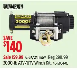 Canadian Tire CHAMPION 3000-lb ATV/UTV Winch Kit offer