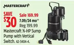 Canadian Tire Mastercraft 1/3-HP Sump Pump with Vertical Switch offer