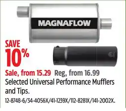 Canadian Tire Selected Universal Performance Mufflers and Tips offer