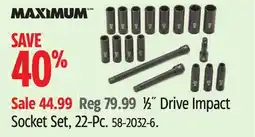 Canadian Tire MAXIMUM ½ Drive Impact Socket Set offer