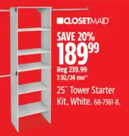 Canadian Tire Closetmaid 25˝ Tower Starter Kit, White offer