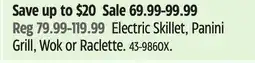 Canadian Tire Heritage Electric Skillet, Panini Grill, Wok or Raclette offer