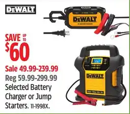 Canadian Tire DEWALT Selected Battery Charger or Jump Starters offer