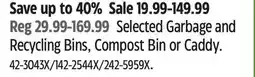 Canadian Tire Selected Type A Garbage and Recycling Bins, Compost Bin or Caddy offer