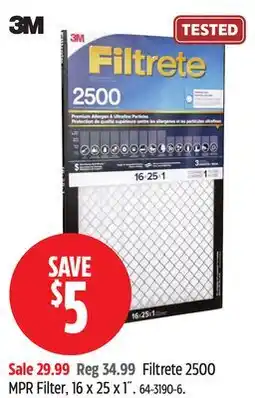 Canadian Tire 3M Filtrete 2500 MPR Filter offer