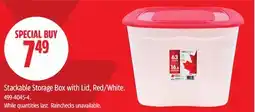 Canadian Tire Stackable Storage Box with Lid, Red/White offer