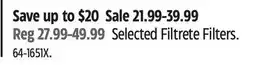 Canadian Tire Selected Filtrete Filters offer