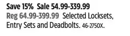 Canadian Tire Schlage Selected Locksets, Entry Sets and Deadbolts offer