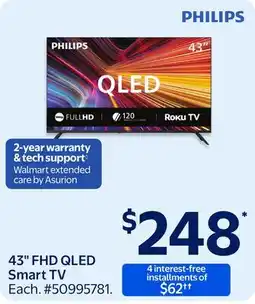 Walmart PHILIPS 43 FHD QLED Smart TV offer
