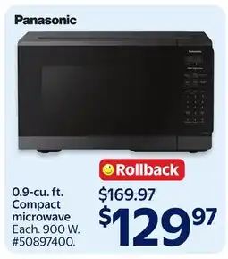 Walmart Panasonic 0.9-cu. ft. Compact microwave offer