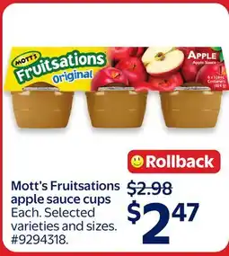 Walmart Mott's Fruitsations apple sauce cups offer