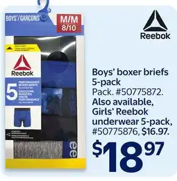 Walmart Reebok Boys' boxer briefs 5-pack offer