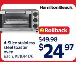 Walmart 4-Slice stainless steel toaster oven offer