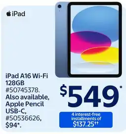 Walmart iPad A16 Wi-Fi 128GB offer