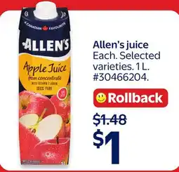 Walmart Allen's juice offer