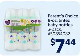 Walmart Parents Choice 9 oz. Tinted Baby Bottles offer