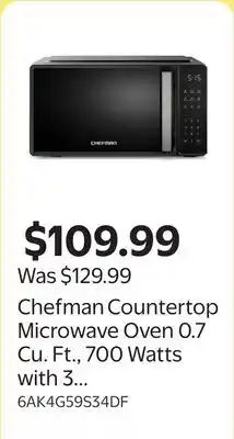 Walmart Chefman Countertop Microwave Oven 0.7 Cu. Ft., 700 Watts with 3 Presets and 10 Power Levels - Black offer