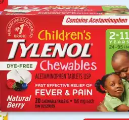 Walmart Children's Tylenol Chewables 20s offer