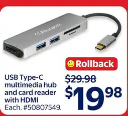 Walmart USB Type-C multimedia hub and card reader with HDMI offer