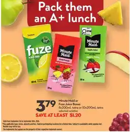 Longo's Minute Maid or Fuze Juice Boxes offer