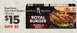 Longo's Royal Meats Pork & Beef Burgers offer