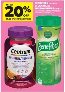 Real Canadian Superstore BENEFIBER, 112-248 G OR CENTRUM MULTIGUMMIES, 90-150'S offer