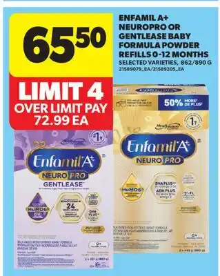 Real Canadian Superstore ENFAMIL A+ NEUROPRO OR GENTLEASE BABY FORMULA POWDER REFILLS 0-12 MONTHS, 862/890 G offer