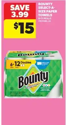Real Canadian Superstore BOUNTY SELECT-A- SIZE PAPER TOWELS, 6=12 ROLLS offer