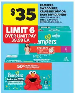 Real Canadian Superstore PAMPERS SWADDLERS, CRUISERS 360° OR BABY DRY DIAPERS, 50-200'S offer