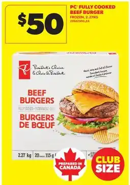 Real Canadian Superstore PC FULLY COOKED BEEF BURGER offer