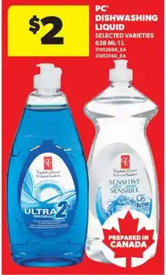 Real Canadian Superstore PC DISHWASHING LIQUID, 638 ML-1 L offer