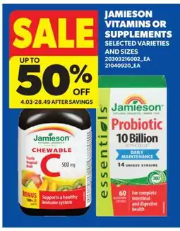 Real Canadian Superstore JAMIESON VITAMINS OR SUPPLEMENTS offer