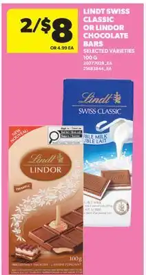 Real Canadian Superstore LINDT SWISS CLASSIC OR LINDOR CHOCOLATE BARS offer