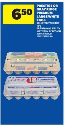 Real Canadian Superstore PRESTIGE OR GRAY RIDGE PREMIUM LARGE WHITE EGGS, 18'S offer