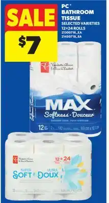Real Canadian Superstore PC BATHROOM TISSUE, 12=24 ROLLS offer