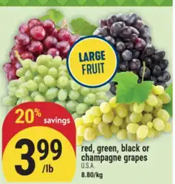 Marché Adonis red, green, black or champagne grapes offer