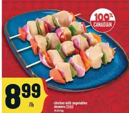 Marché Adonis chicken with vegetables skewers offer