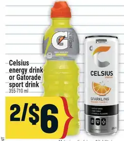 Marché Adonis Celsius energy drink or Gatorade sport drink offer