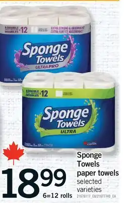 Fortinos SPONGE TOWELS PAPER TOWELS, 6=12 ROLLS offer