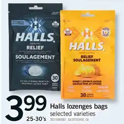 Fortinos HALLS LOZENGES BAGS, 25-30'S offer