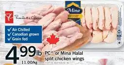 Fortinos PC OR MINA HALAL SPLIT CHICKEN WINGS offer