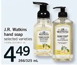 Fortinos J.R. WATKINS HAND SOAP, 266/325 ML offer