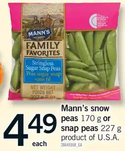 Fortinos MANN'S SNOW PEAS, 170 G OR SNAP PEAS, 227 G offer