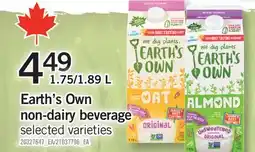 Fortinos EARTH'S OWN NON-DAIRY BEVERAGE, 1.75/1 offer
