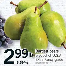 Fortinos BARTLETT PEARS offer