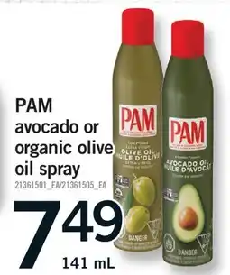 Fortinos PAM AVOCADO OR ORGANIC OLIVE OIL SPRAY offer