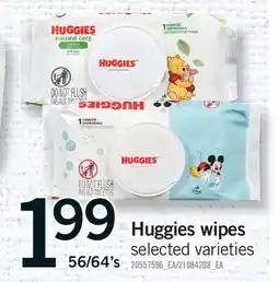 Fortinos HUGGIES WIPES, 56/64'S offer