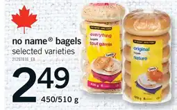Fortinos NO NAME BAGELS, 450/510 G offer