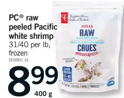 Fortinos PC RAW PEELED PACIFIC WHITE SHRIMP, 31/40 PER LB offer