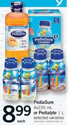 Fortinos PEDIASURE, 4X235 ML OR PEDIALYTE, 1 L offer